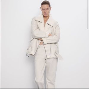 NWT Zara White Aviator Jacket!